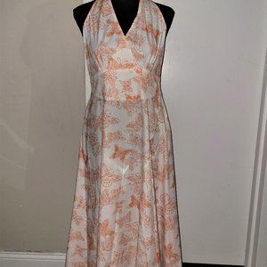 Together White/Orange Butterfly Halter Maxi Dress - 8